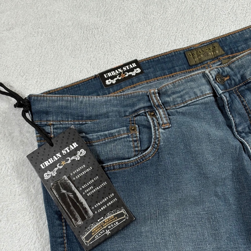 Urban Star Mens Relaxed Fit Straight Leg Stretch Blue Jeans 42x30 Cowboy
